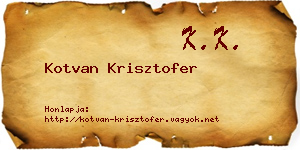 Kotvan Krisztofer névjegykártya